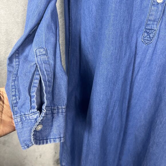Old Navy Chambray Shirt Dress Popover Long Sleeve S Blue M - Picture 5 of 16